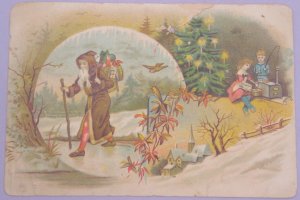 1880s Santa Children Tree Cofee Toledo Spice Ohio Victorian Christmas Trade Card