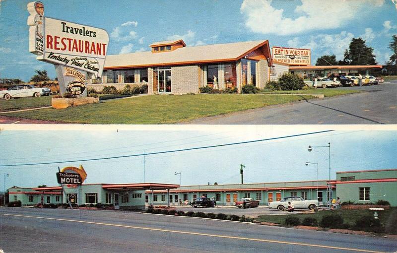 Maryville Tennessee 1950s Postcard Travelers Motel & Restaurant