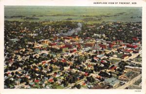 FREMONT NEBRASKA~AEROPLANE AERIAL VIEW~PRE LINEN POSTCARD 1931 PSTMK