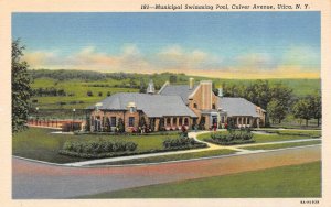 Utica, New York NY    MUNICIPAL SWIMMING POOL   ca1940's Curteich Linen Postcard