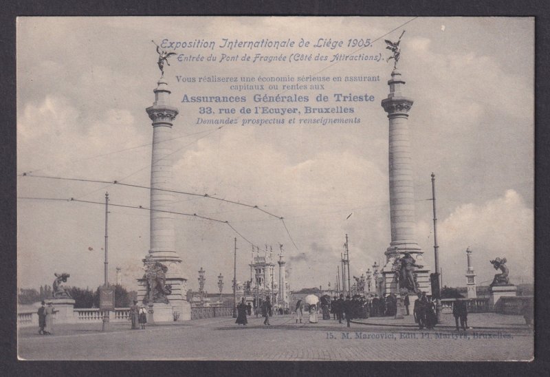 Vintage Postcard Belgium Liege Universal Exhibition Fragnee Bridge 1905