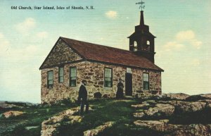 USA Old Church Star Island Isles of Shoals New Hampshire Vintage Postcard 04.18