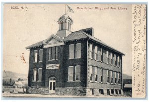 1907 Scio School Building And Free Library View Scio New York NY Posted Postcard