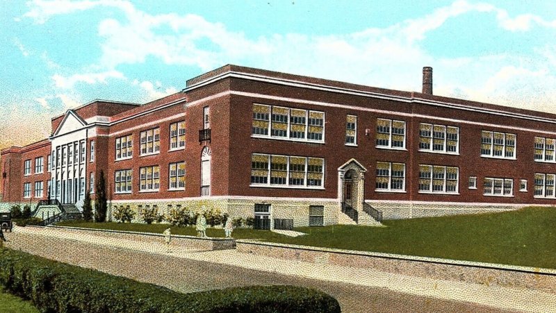 1920s BRIDGEPORT CONNECTICUT WARREN HARDING HIGH SCHOOL UNPOSTED POSTCARD P448
