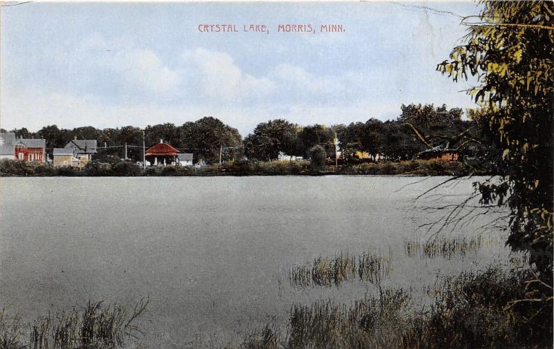 Morris Minnesota~Houses along Opposite Shore of Crystal Lake~c1910 Postcard