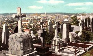 1920s FULL VIEWS YOKOHAMA AT THE BLUFF CEMETARY POSTCARD P1443