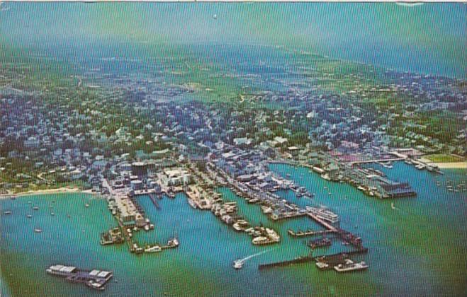 Massachusetts Nantucket Aerial View Of Docks and Waterfront 1974