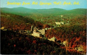 Vtg Arkansas AR Hot Springs National Park Aerial View Postcard