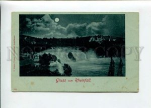 3155527 GERMANY GRUSS vom RHEINFALL MOONLIGHT Vintage postcard