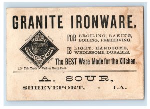 1880s Granite Iron Ware A. Sour Shreveport, LA Penny Farthing & Children F164