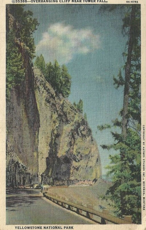 Overhanging Cliff Near Tower Fall Yellowstone National Park Vintage Postcard