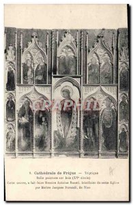 Old Postcard From Frejus Cathedral Triptych Beautiful Wood painting