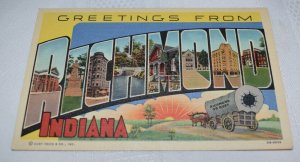 Greetings from Richmond Indiana Postcard Curt Teich Adam & Bartel Co. 0B-H839