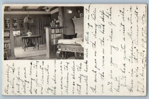 1909 Sitting Dining Room House Interior Los Angeles CA RPPC Photo Postcard