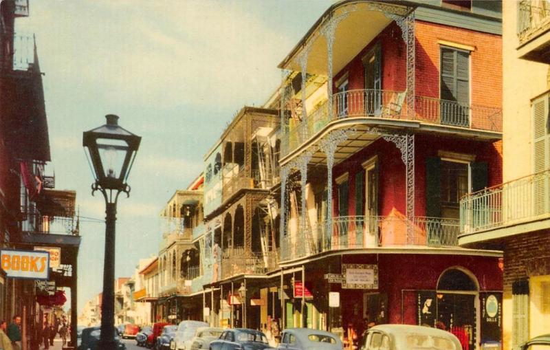 NEW ORLEANS, LA Louisiana  SAINT PETER STREET Scene 40's~50's Cars  Postcard