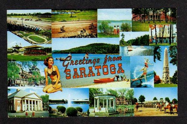 NY Greetings from SARATOGA SPRINGS NEW YORK Postcard PC