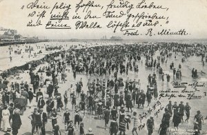 VINTAGE POSTCARD BATHING HOUR ATLANTIC CITY NJ POSTED 1906 IN ATLANTIC CITY