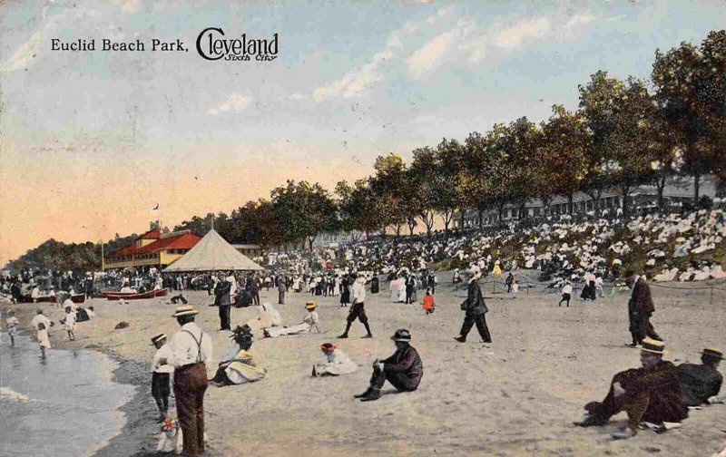 Euclid Beach Park Crowd Cleveland Ohio 1914 postcard