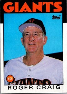 1986 Topps Baseball Card Roger Craig Manager San Francisco Giants sk10756