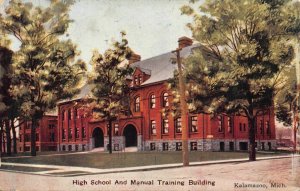 Postcard High School and Manual Training Building in Kalamazoo, Michigan~122761