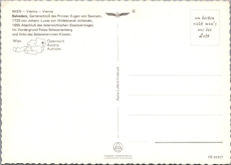 Austria Postcard - Vienna, Schloss Belvedere  SW16936