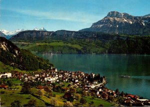 Switzerland Gersau am Vierwaldstaettersea Totalansicht 1972