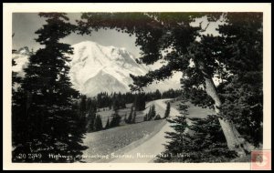 Highway Aproaching Sunrise, Rainier Nat'l Park (RPPC)