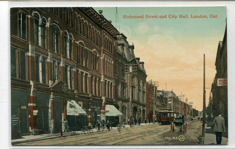 Richmond Street City Hall London Ontario Canada 1910c postcard