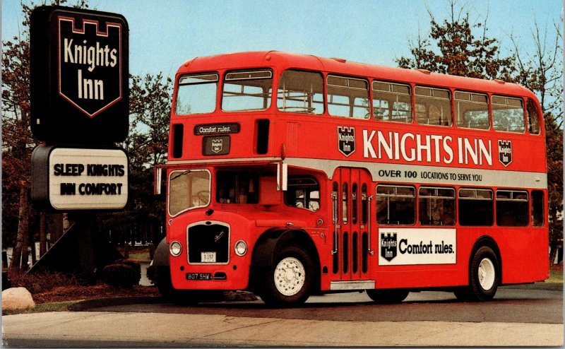 Knight's Inn 1963 Bristol Double Decker Bus Adv Hotels Postcard unused 1960s/70s