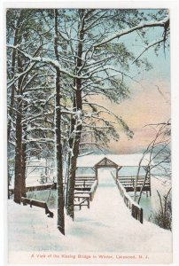 Kissing Bridge in Winter Lakewood New Jersey 1908 postcard