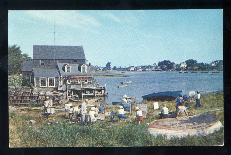 Kennebunkport, Maine/ME Postcard, Roger Deering Painting Class At Harbor