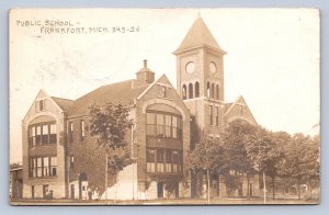 DS3/ Frankfort Michigan RPPC Postcard c1910 Public School Building  93