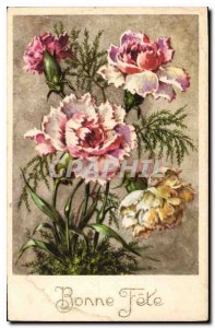 Old Postcard Bonne Fete Flowers