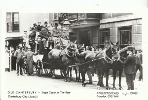 Kent Postcard - Old Canterbury - Stage Coach at The Rose - Pamlin Prints U559