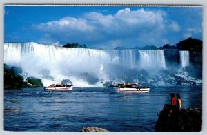 Maid Of The Mist Tour Boats Below American Falls, Niagara Falls, 1990s Postcard