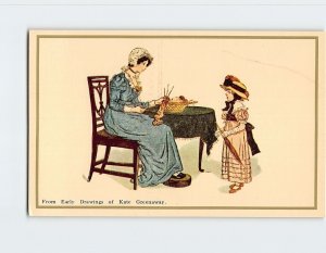 Postcard Greeting Card with Mother Girl Art Print