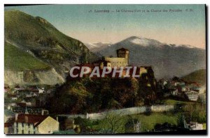 Old Postcard Lourdes Strong Castle and the chain of the Pyrenees