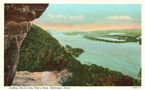 Vintage Postcard 1920's Looking North From Pike's Peak McGregor Iowa IA Nature