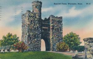 Bancroft Tower at Worcester MA, Massachusetts - pm 1946 - Linen