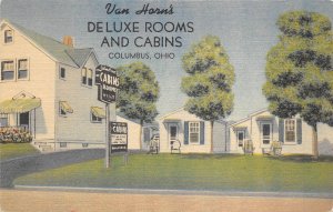 Columbus Ohio 1950s Postcard Van Horn's Deluxe Rooms Cabins Motel