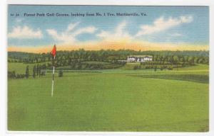 Forest Park Golf Course Martinsville VA linen postcard