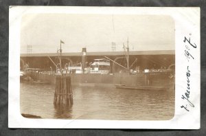 dc354 - GERMANY 1907 Steamers in Dock. Postmark Barmen. Real Photo Postcard