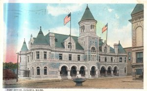Vintage Postcard 1918 Post Office Postal Service Historic Building Augusta Maine