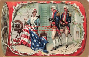 July 4th, Tuck Independence Day No 159-11, Betsy Ross Making 1st American Flag