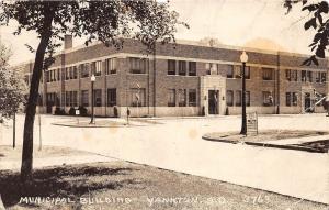 South Dakota SD Postcard Real Photo RPPC 1942 YANKTON Municipal Building