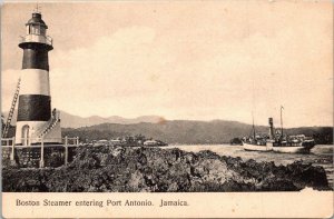 Lighthouse With Boston Steamer Entering Port Antonio Jamaica