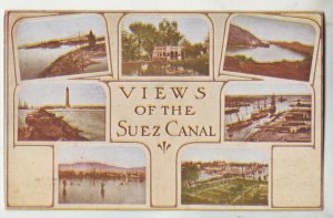 P1210 old postcard unused multiview of the suez canal egypt