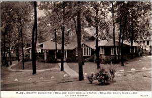 Mabel Cratty Building, College Camp Social Center WI Vintage Postcard B20