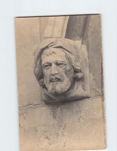 Postcard Carved Stone Head Picture