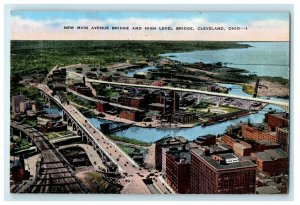 1940 Aerial View Of New Main Avenue And High Level Bridge Cleveland OH Postcard 